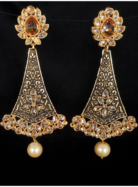 Reverse Ad Earrings With Meenakari Work